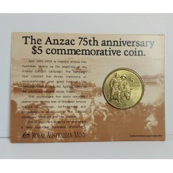 AUSTRALIA 5 $ COMMEMORATIVE 75th ANNIVERSARY ANZAC